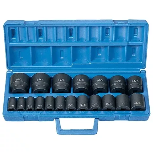 Grey Pneumatic 19 Piece 1/2" Drive Standard Impact Socket Set (SAE) 1319