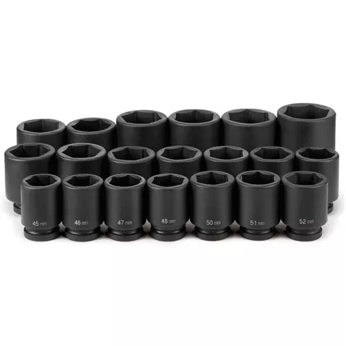 Grey Pneumatic 20 Piece 1" Drive 6-Point Deep Length Impact Socket Set (Metric) 9020MD