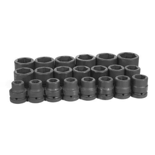Grey Pneumatic 21 Piece 1'' Drive 6-Point Standard Length Impact Socket Set (SAE) 9021