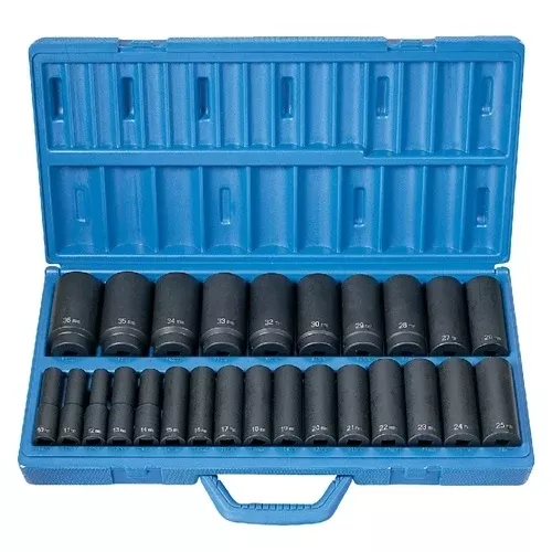 Grey Pneumatic 26 Piece 1/2'" Drive Deep Length Impact Set (Metric) 1326MD