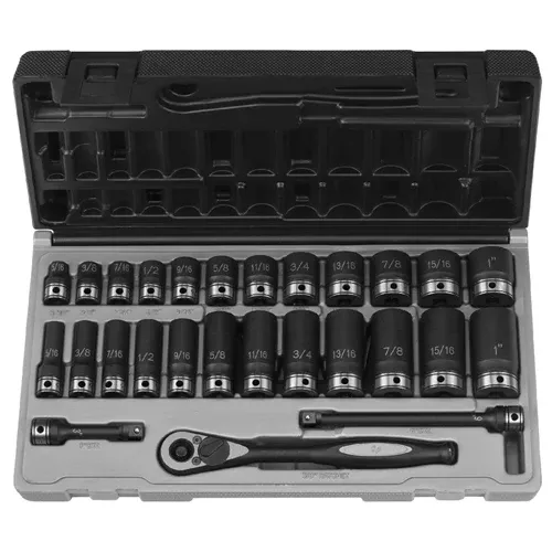 Grey Pneumatic 27 Piece 3/8" Drive 6-Point Standard & Deep Length DUO-Socket Set (SAE) 81627RD