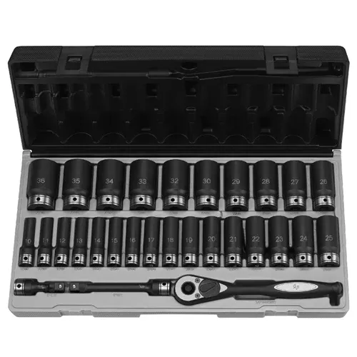 Grey Pneumatic 29 Piece 1/2" Drive Metric 6 Point Deep Duo-Socket Set 82629MD