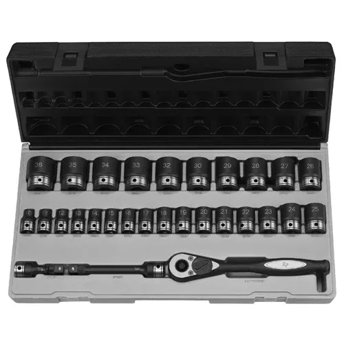 Grey Pneumatic 29 Piece 1/2" Drive Metric 6 Point Standard Duo-Socket Set 82629M