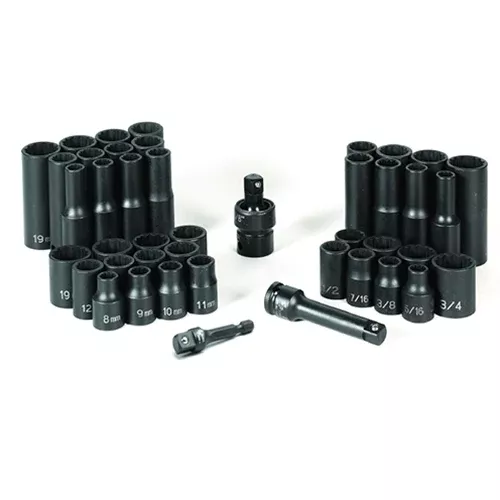 Grey Pneumatic 43 Piece 3/8" Drive 12 Point Impact Socket Set (SAE & Metric) 1643RD