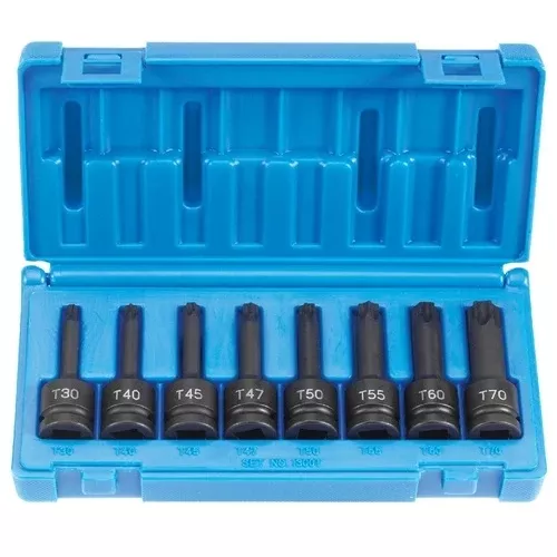 Grey Pneumatic 8 Piece 1/2" Drive Star Standard Length Impact Socket Set 1300T