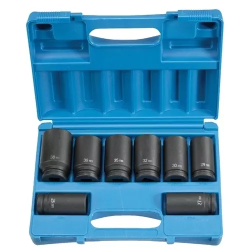 Grey Pneumatic 8 Piece 3/4" Drive 6-Point Deep Length Impact Socket Set (Metric) 8134MD