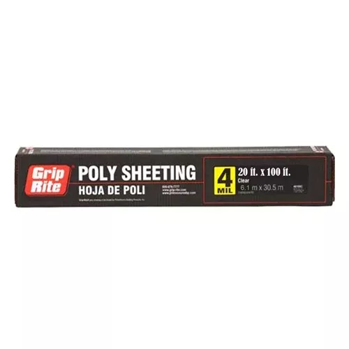 Grip Rite 20' X 100' 4MIL Clear Polyethylene Sheeting 420100C