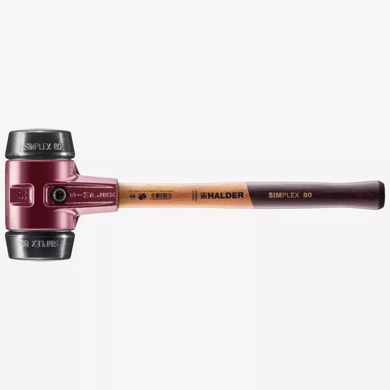 Halder Simplex Mallet with Black Rubber Inserts and Cast Iron Housing, 3.15" / 101.24 oz.