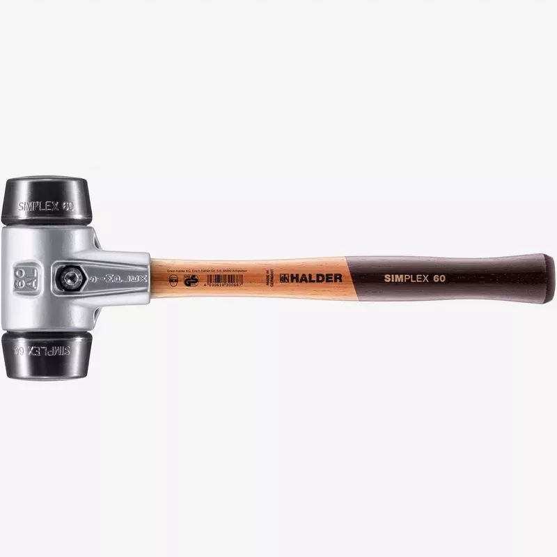 Halder Simplex Mallet with Black Rubber Inserts and Lightweight Aluminum Housing, 2.36" / 34.57 oz.