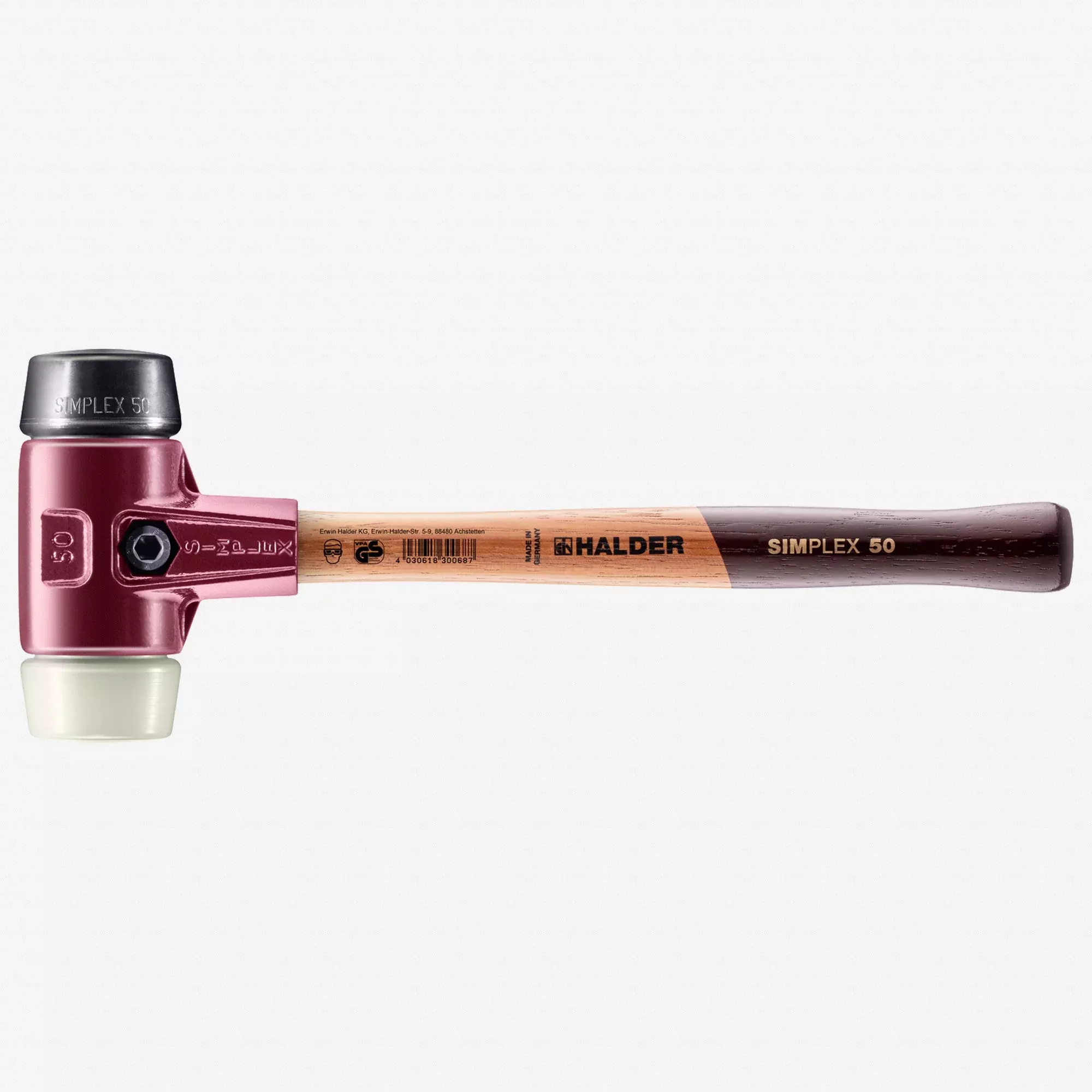 Halder Simplex Mallet with Black Rubber/Nylon Inserts and Cast Iron Housing, 1.97" / 40.21 oz.