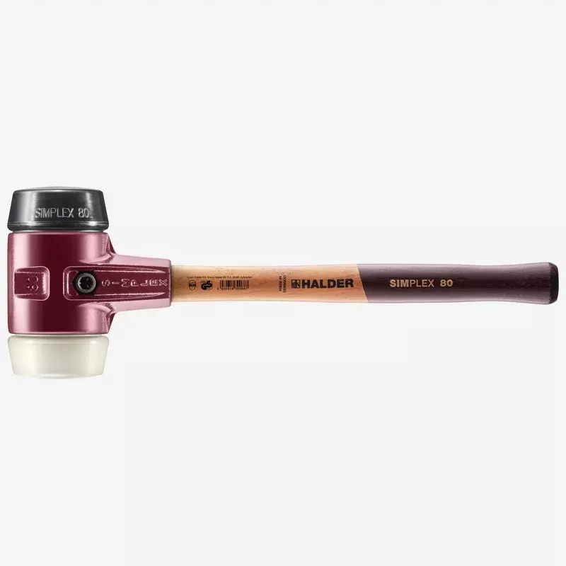 Halder Simplex Mallet with Black Rubber/Nylon Inserts and Cast Iron Housing, 3.15" / 101.94 oz.