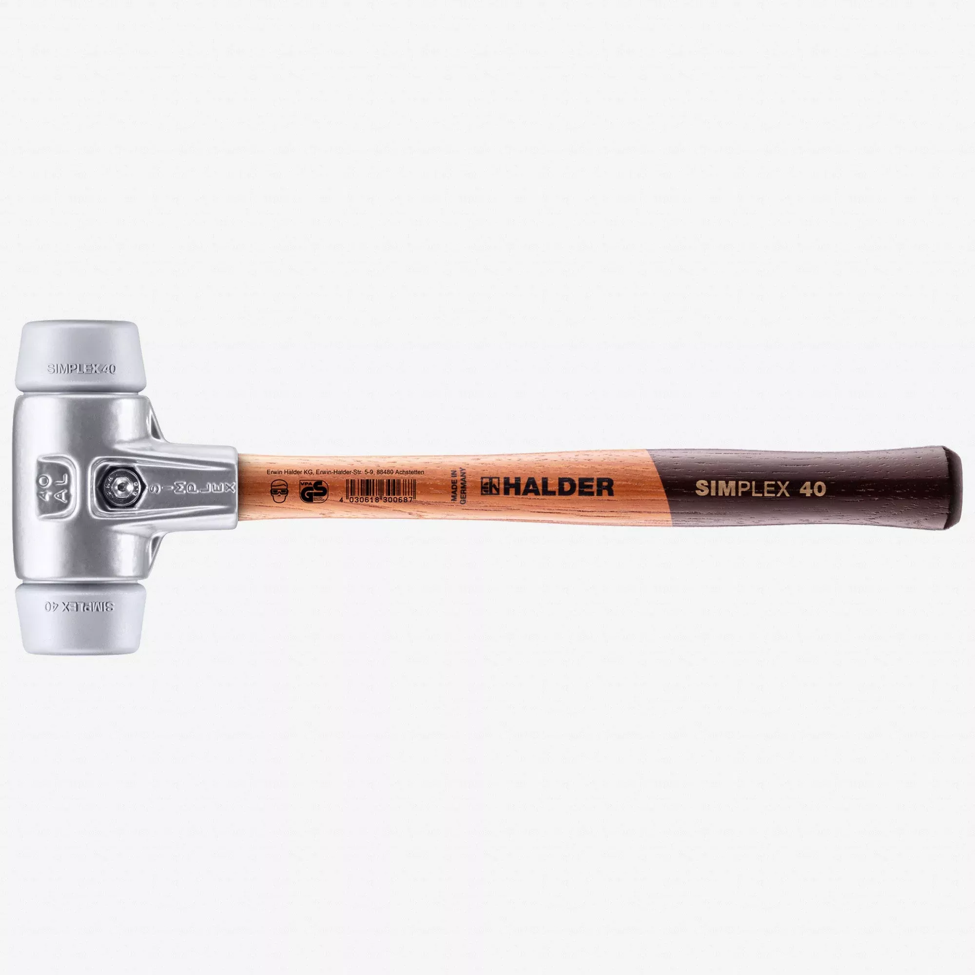 Halder Simplex Mallet with Grey Rubber Inserts and Lightweight Aluminum Housing, 1.57" / 12.7 oz.