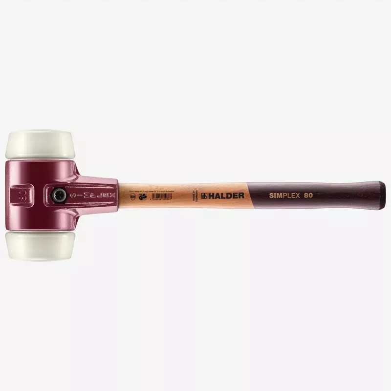 Halder Simplex Mallet with Nylon Inserts and Cast Iron Housing, 3.15" / 101.59 oz.