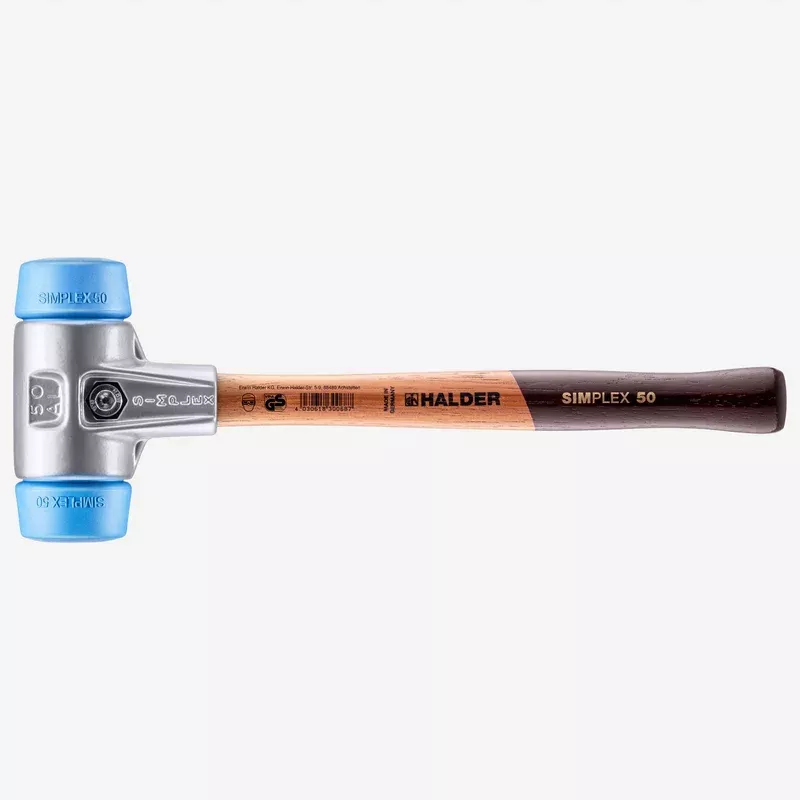 Halder Simplex Mallet with Soft Blue Rubber Inserts and Lightweight Aluminum Housing, 1.18" / 7.05 oz.