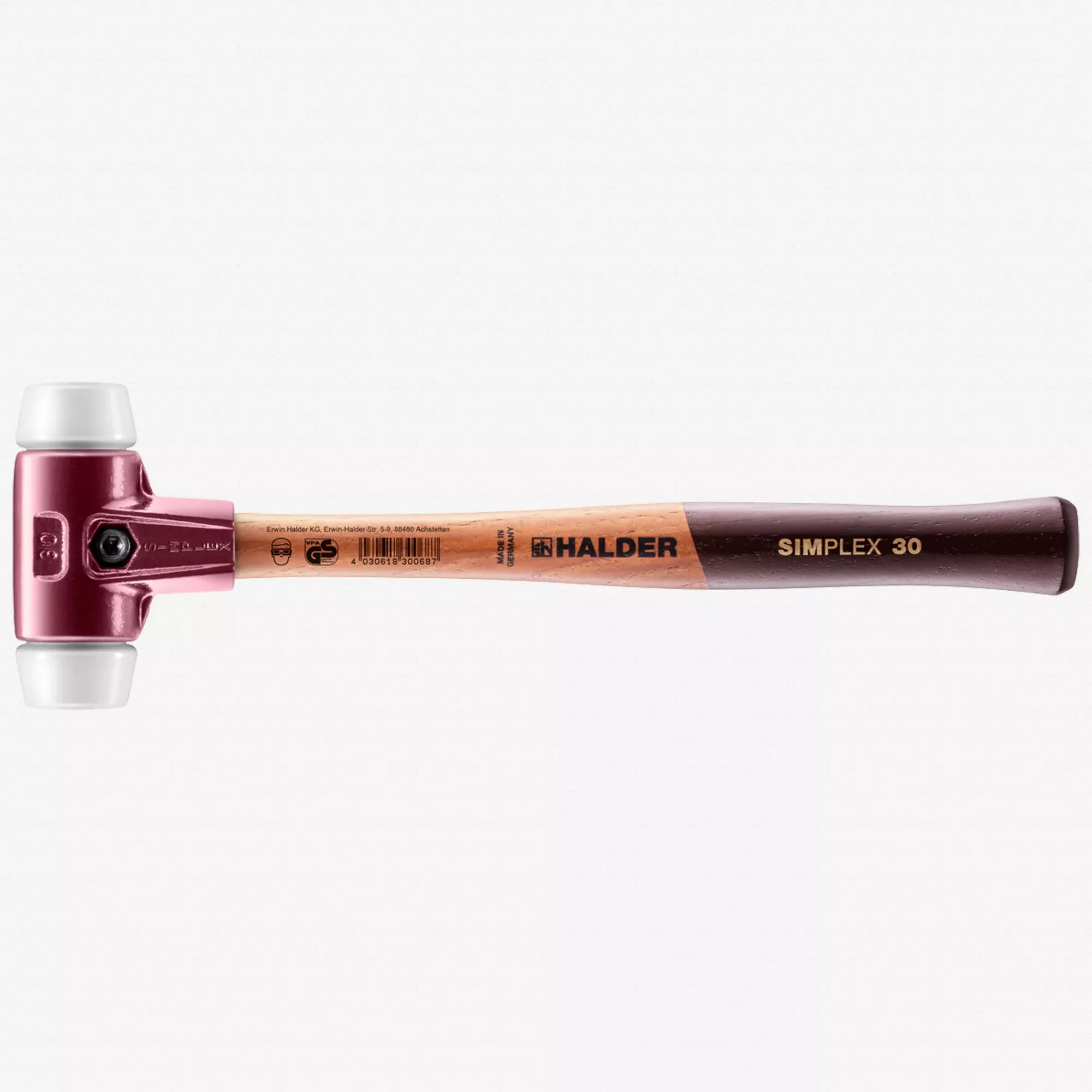 Halder Simplex Mallet with Superplastic Insertsand Cast Iron Housing, 1.18" / 11.29 oz.