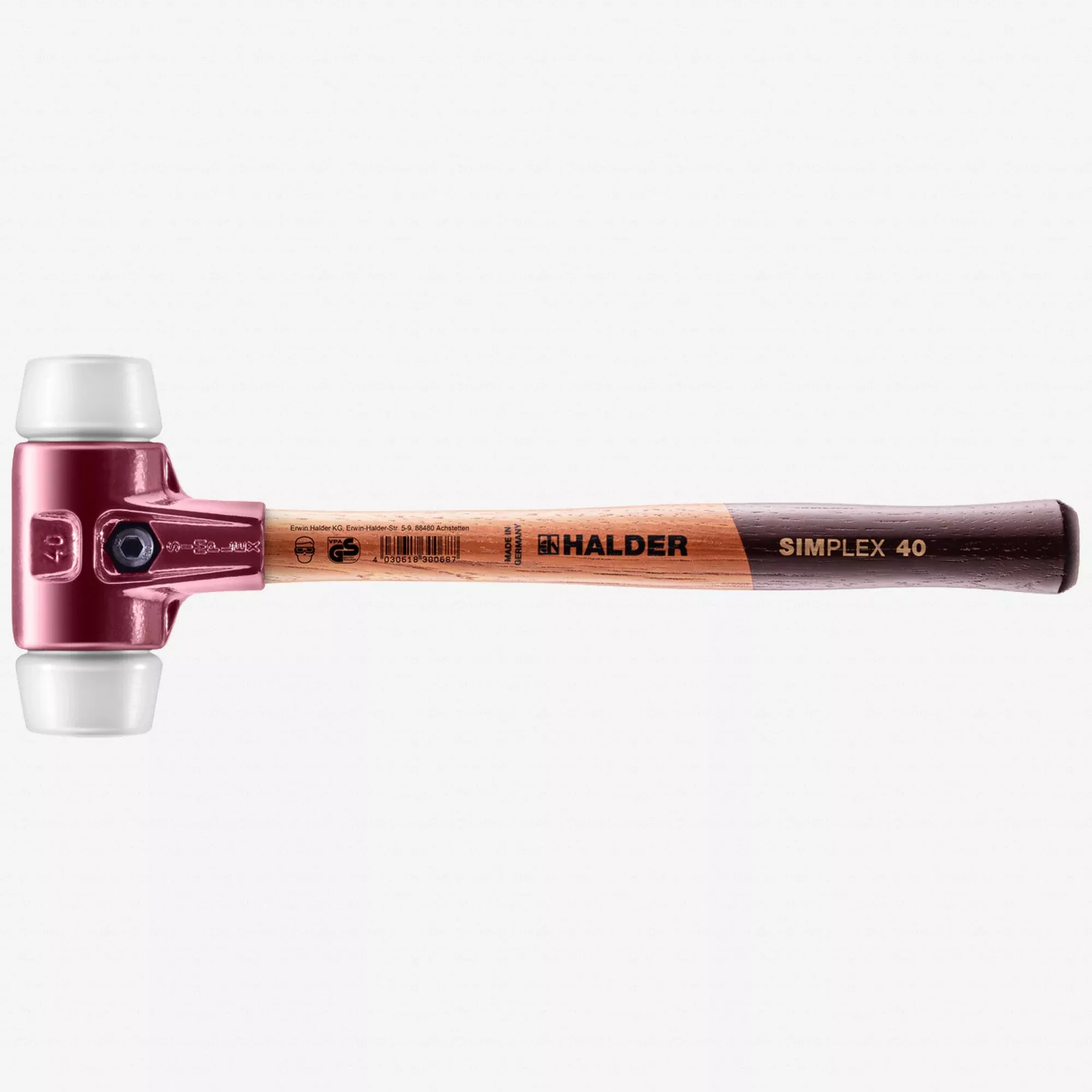 Halder Simplex Mallet with Superplastic Insertsand Cast Iron Housing, 1.57" / 21.52 oz.