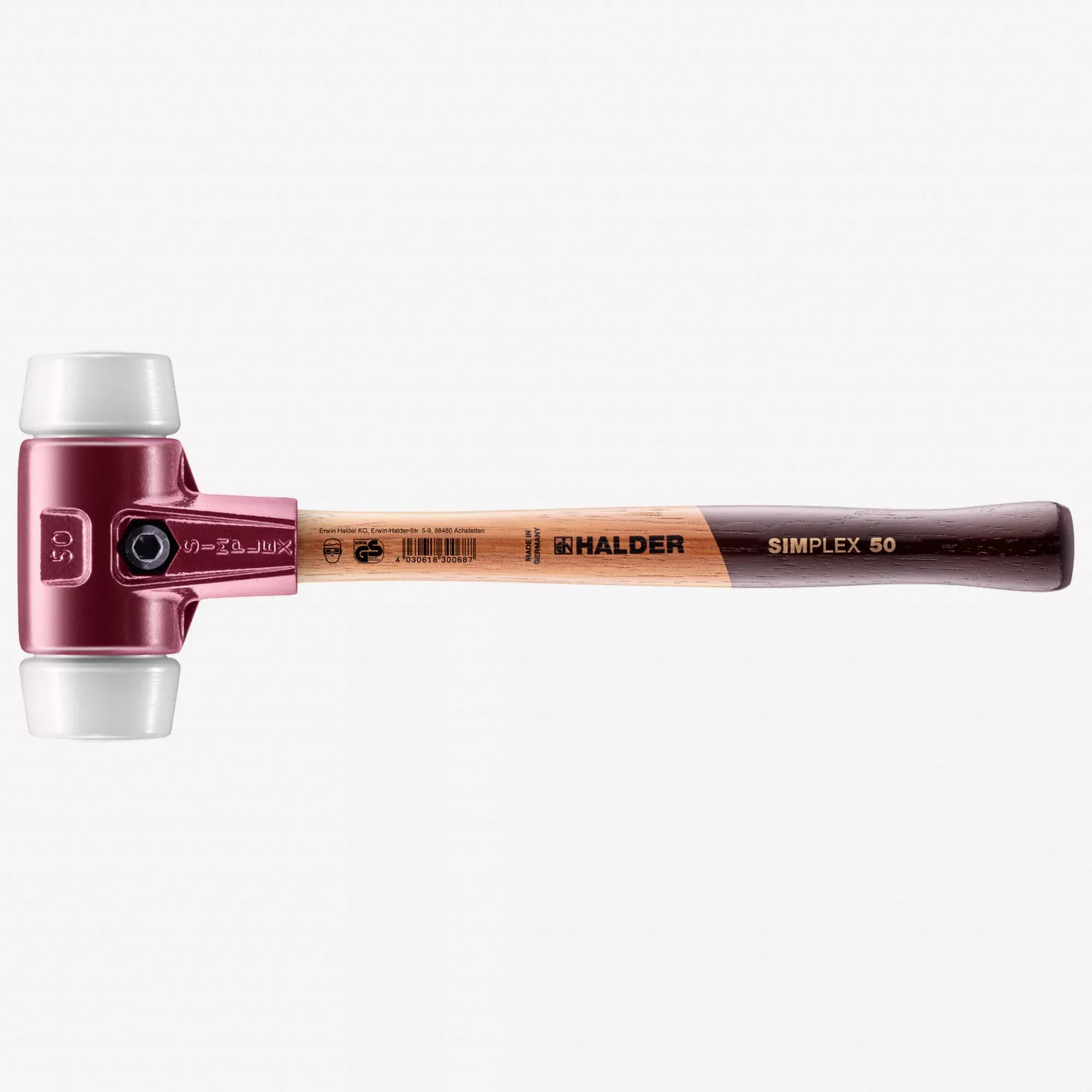 Halder Simplex Mallet with Superplastic Insertsand Cast Iron Housing, 1.97" / 36.68 oz.
