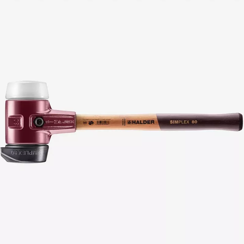 Halder Simplex Mallet with Superplastic/STAND-UP Black Rubber Inserts and Cast Iron Housing, 2.36" / 54.32 oz.