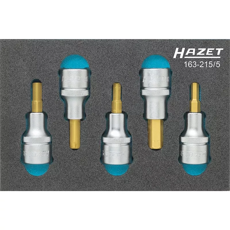 Hazet 163-215/5 Screwdriver Socket Set, Hex, 1/2" Drive, 5 Pieces
