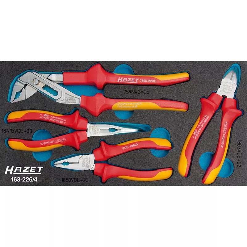 Hazet 163-226/4 Pliers Set with Protective Insulation, 4 Pieces