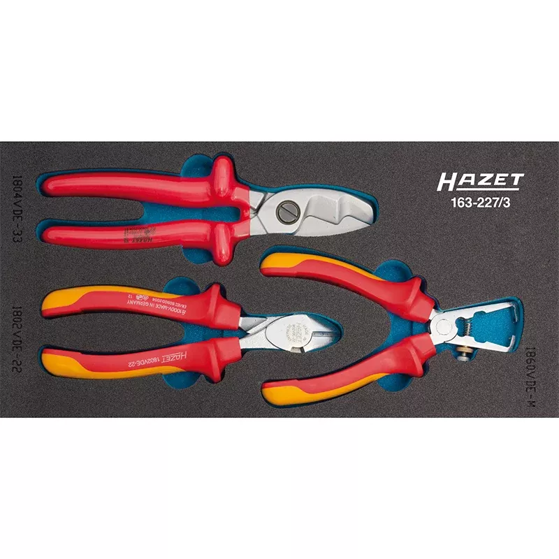 Hazet 163-227/3 Pliers Set with Protective Insulation, 3 Pieces