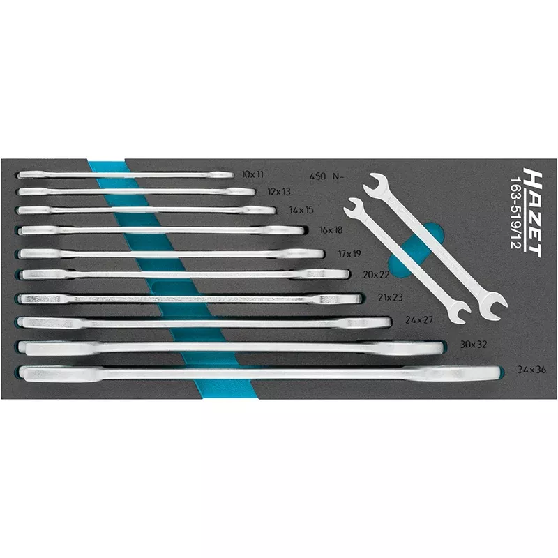 Hazet 163-519/12 Double Open-End Wrench Set, 12 Pieces