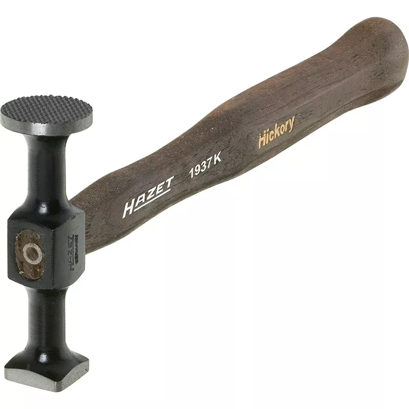 Hazet 1937K Car Body Hammer, Round Faces, Finely Chequered, Milled