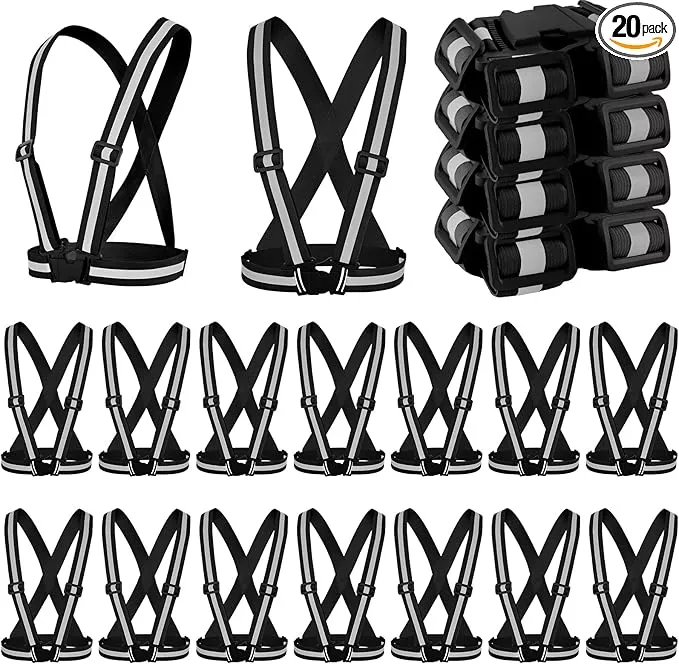 Hercicy 20 Pcs Reflective Vest High Visibility Safety Vests, Adjustable Bright Neon Lightweight Strap Gear (Yellow)