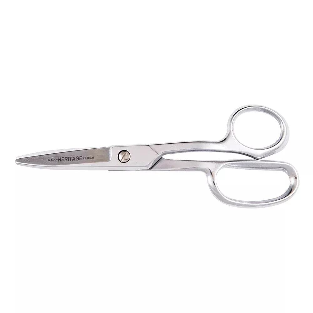 Heritage Cutlery P718CB 8-5/8'' Heavy Duty Shear / Curved Handle / Blunt Tips / No Coating