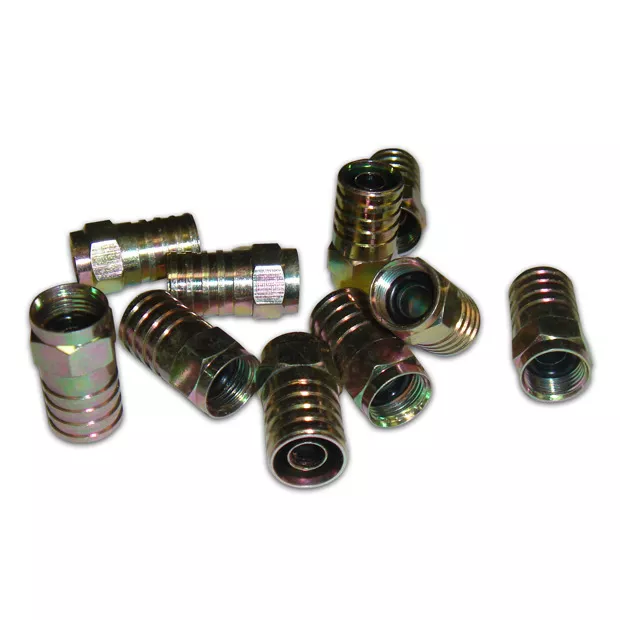 Hex Crimp CATV F Connectors, RG6Q, 10 pk