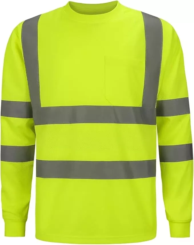 High Visibility Class 3 T Shirts，Hi Vis Safety Shirts with Reflective Strips and Pocket, Short Sleeve Quick Dry Mesh Construction Work Shirt for Men/Women Lime,3XL