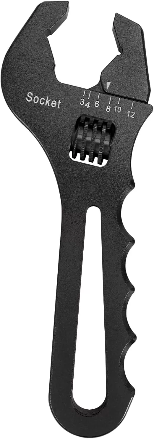 AN Hose Fitting Adjustable Wrench 3AN-12AN Lightweight Aluminum (Black-Non-Marring)