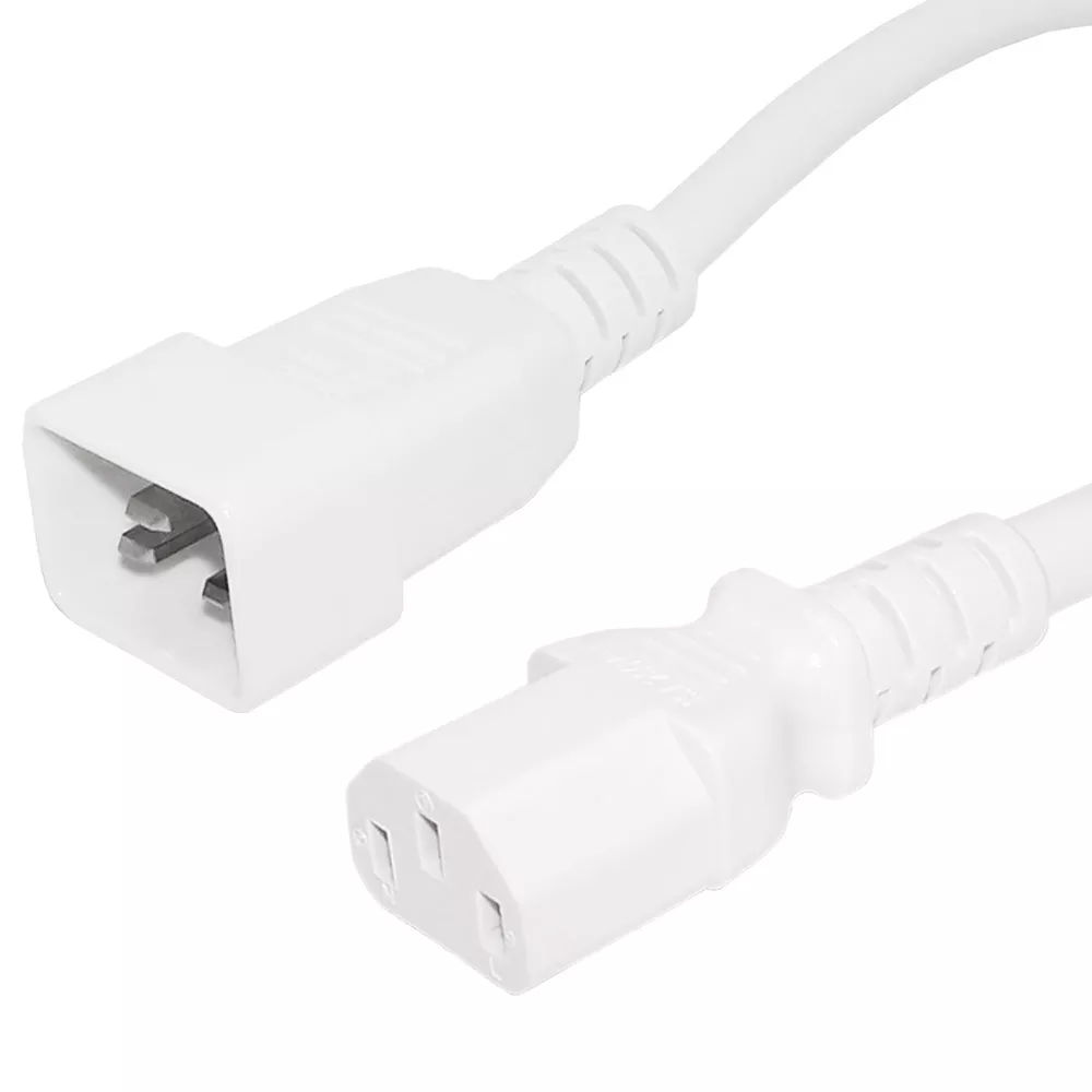 IEC C13 to IEC C20 Power Cable - SJT Jacket (250V 15A)- 8 ft - White