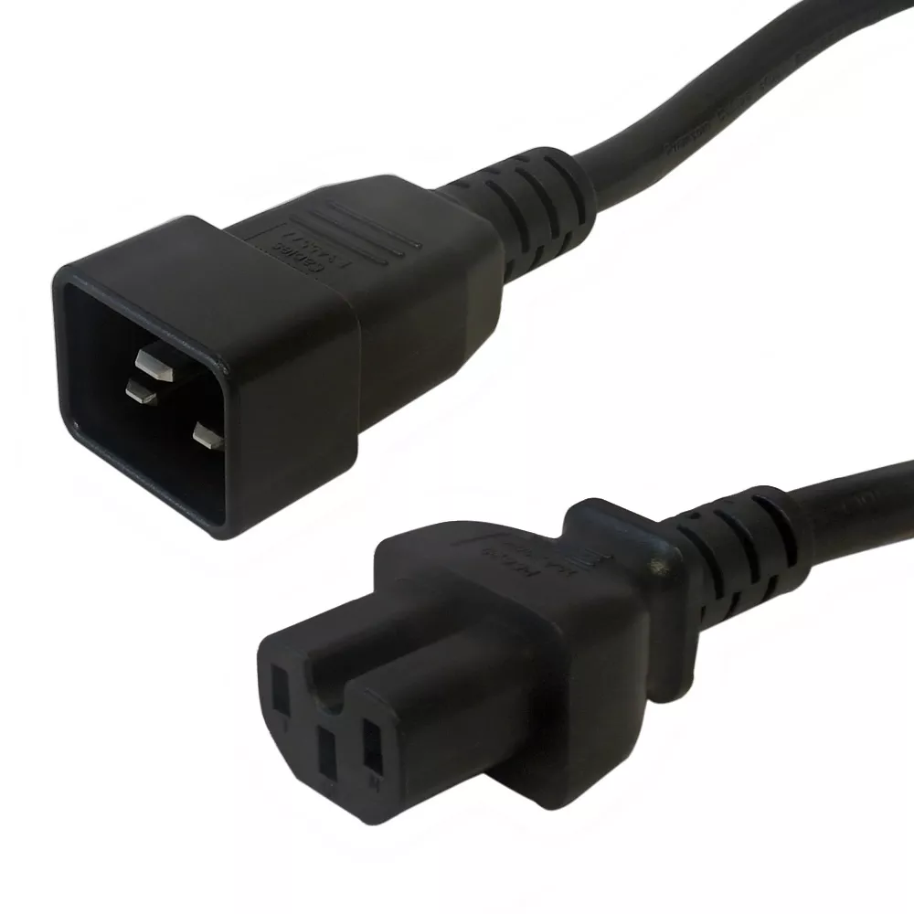 IEC C20 to IEC C15 Power Cable - SJT Jacket - 3 ft