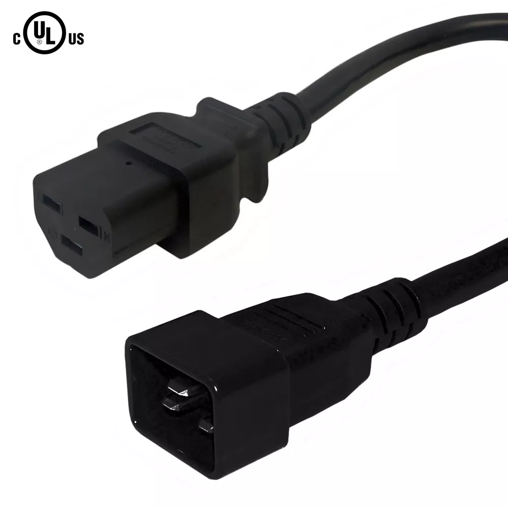 IEC C20 to IEC C21 Power Cable - 12 awg - SJT Jacket -12 ft