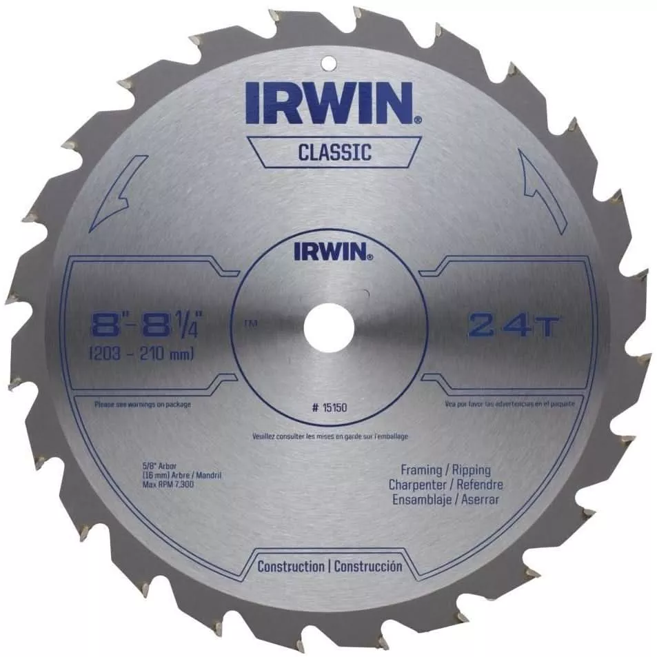 Irwin 15150 Classic Series Circular Saw Blades 8-1/4-in. 24T