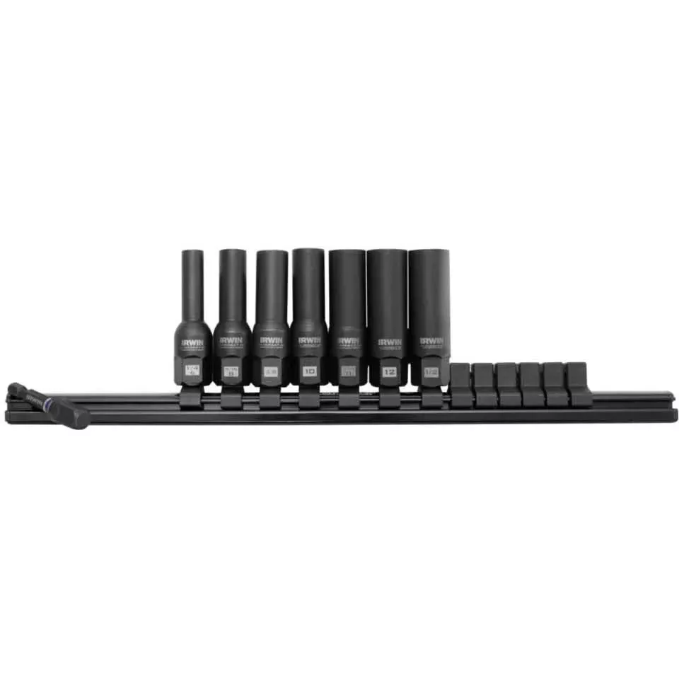 Irwin 1876227 Impact Deep Well Bolt-Grip Rail 8 Piece Set