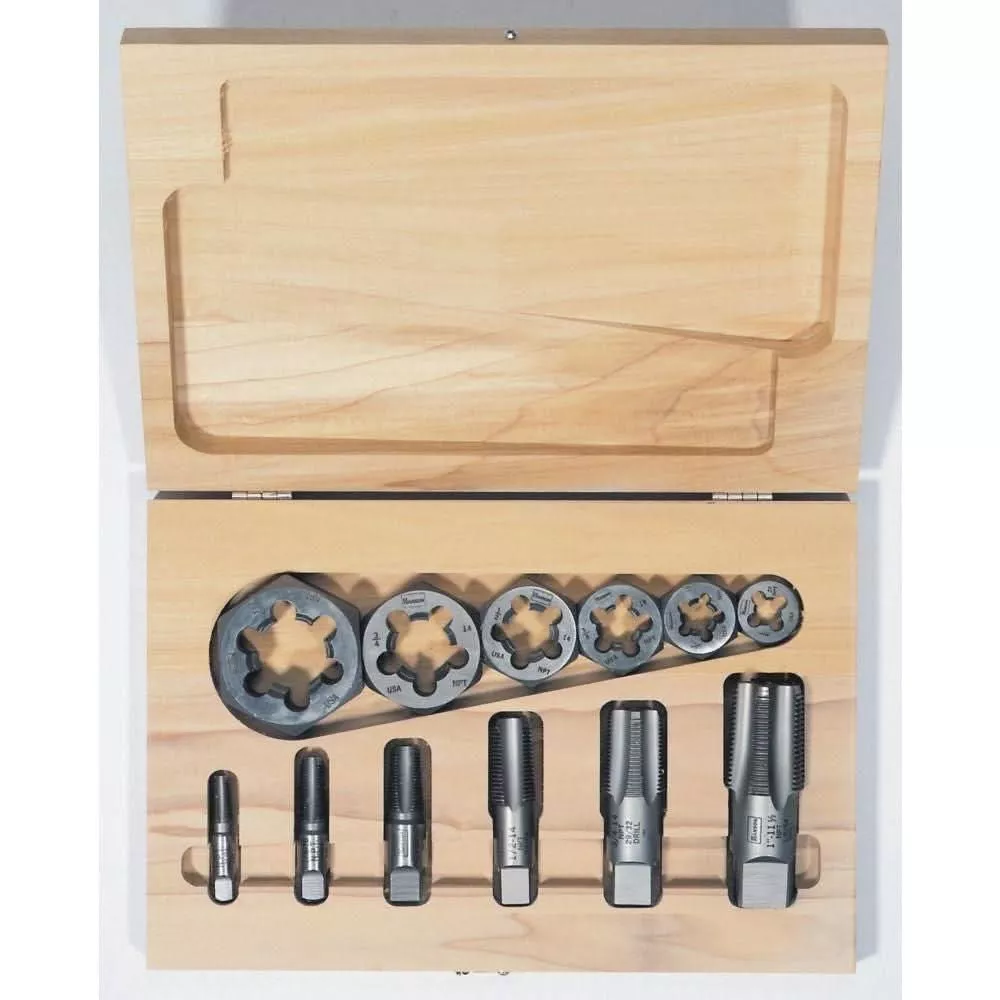 Irwin 1920 HANSON Tap & Re-threading Hexagonal Pipe Die Sets (HCS)(HSS) 12-Piece Set