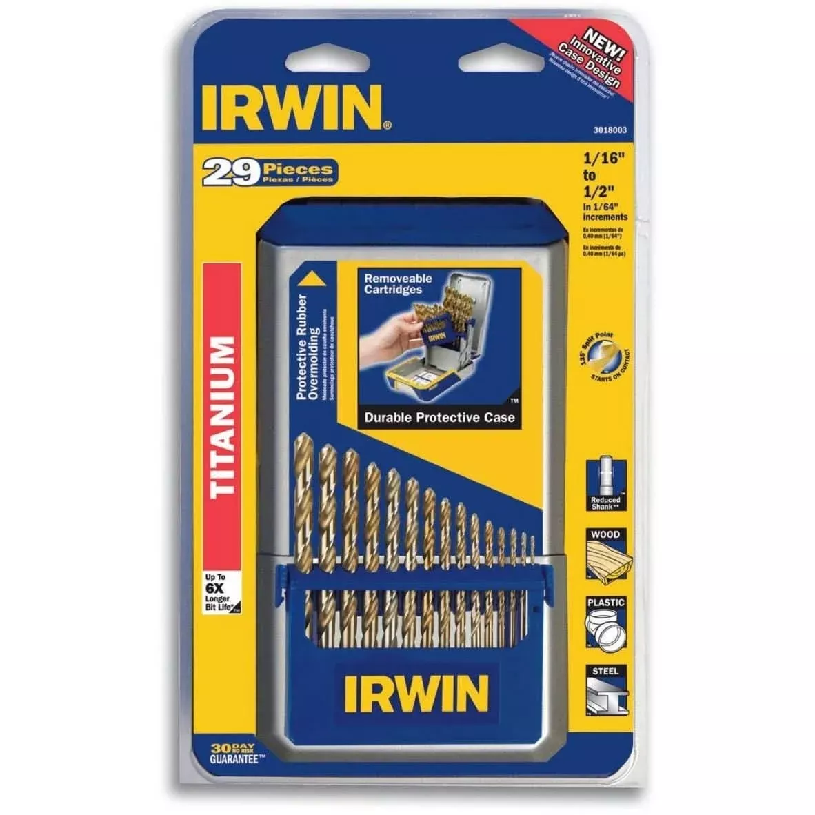Irwin 3018003 Titanium Nitride Coating Metal Index Drill Bit 29 Piece Set