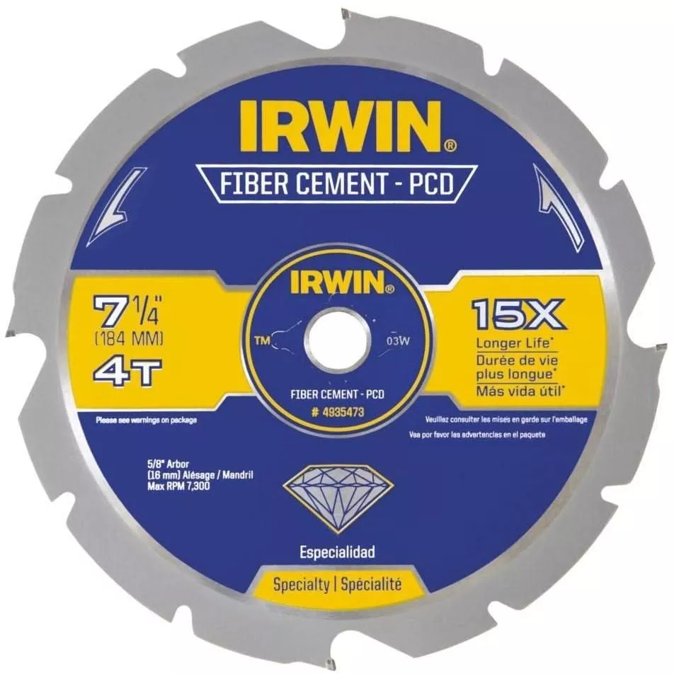 Irwin 4935473 PCD Fiber Cement Blade 7-1/4-in. 4T