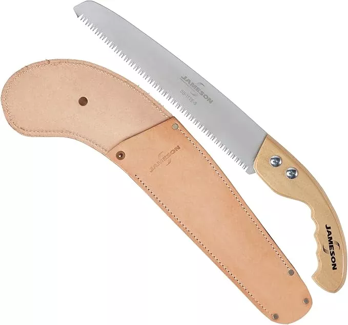 Jameson HS-11TE-SWL 11" Straight Blade Hand Saw With Wood Handle & Leather Scabbard