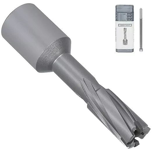 KEENTECH Carbide-Tipped Annular Cutter, 1/2" Diameter x 1-3/8" Depth, 3/4" Weldon Shank (2 Flat), High Speed Cutting TCT Mag Drill Bit with Pilot Pin for Harder Material, Stainless Steel, Cast Iron