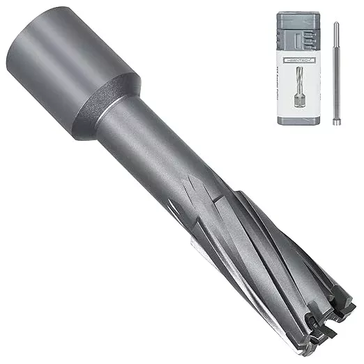 KEENTECH Carbide-Tipped Annular Cutter, 5/8" Diameter x 2" Depth, 3/4" Weldon Shank (2 Flat), High Speed Cutting TCT Mag Drill Bit with Pilot Pin for Harder Material, Stainless Steel, Cast Iron