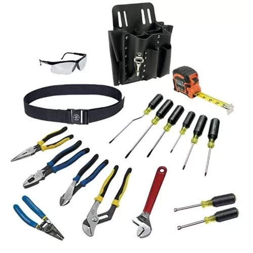 Klein 18 Piece Electrician's Journeyman Hand Tool Kit with Belt 80118