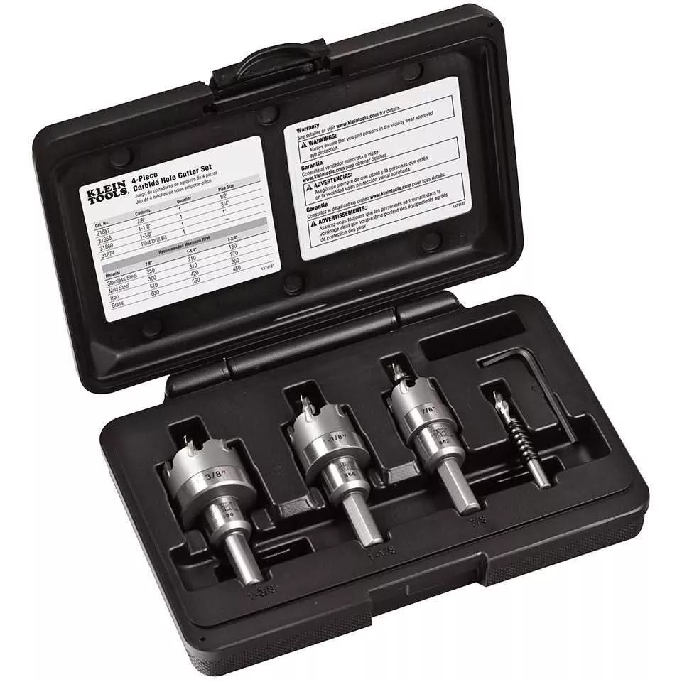 Klein 31872 Hole Saw Kit, Carbide Hole Cutter, 4-Piece