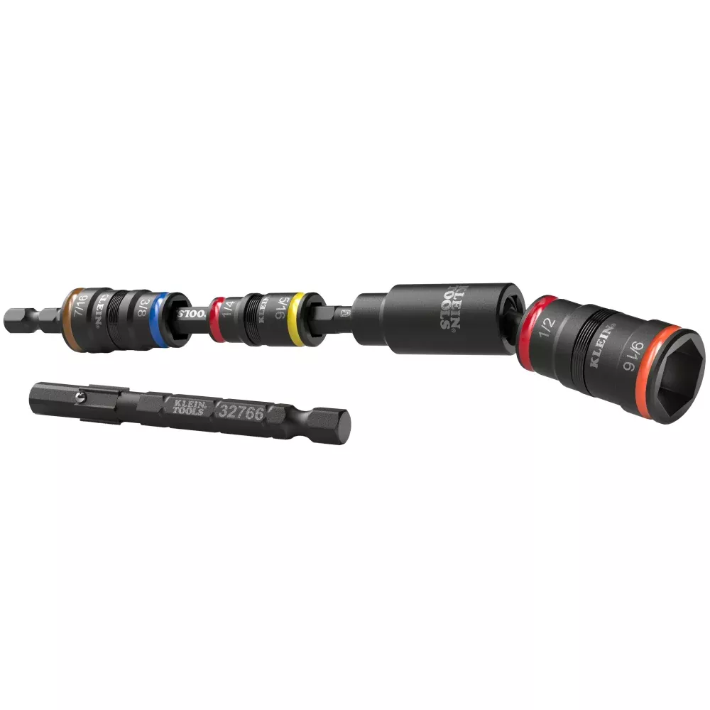 Klein 32984 Impact Flip Socket Set With Swivel Adapter, 6 Piece