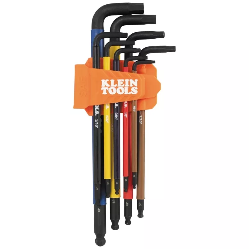 Klein BLS9 9 pc XL Hex Key Caddy Set, SAE, Color Coded