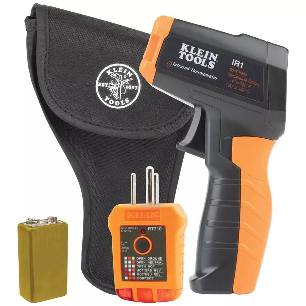 Klein IR1KIT Infrared Thermometer with GFCI Receptacle Tester