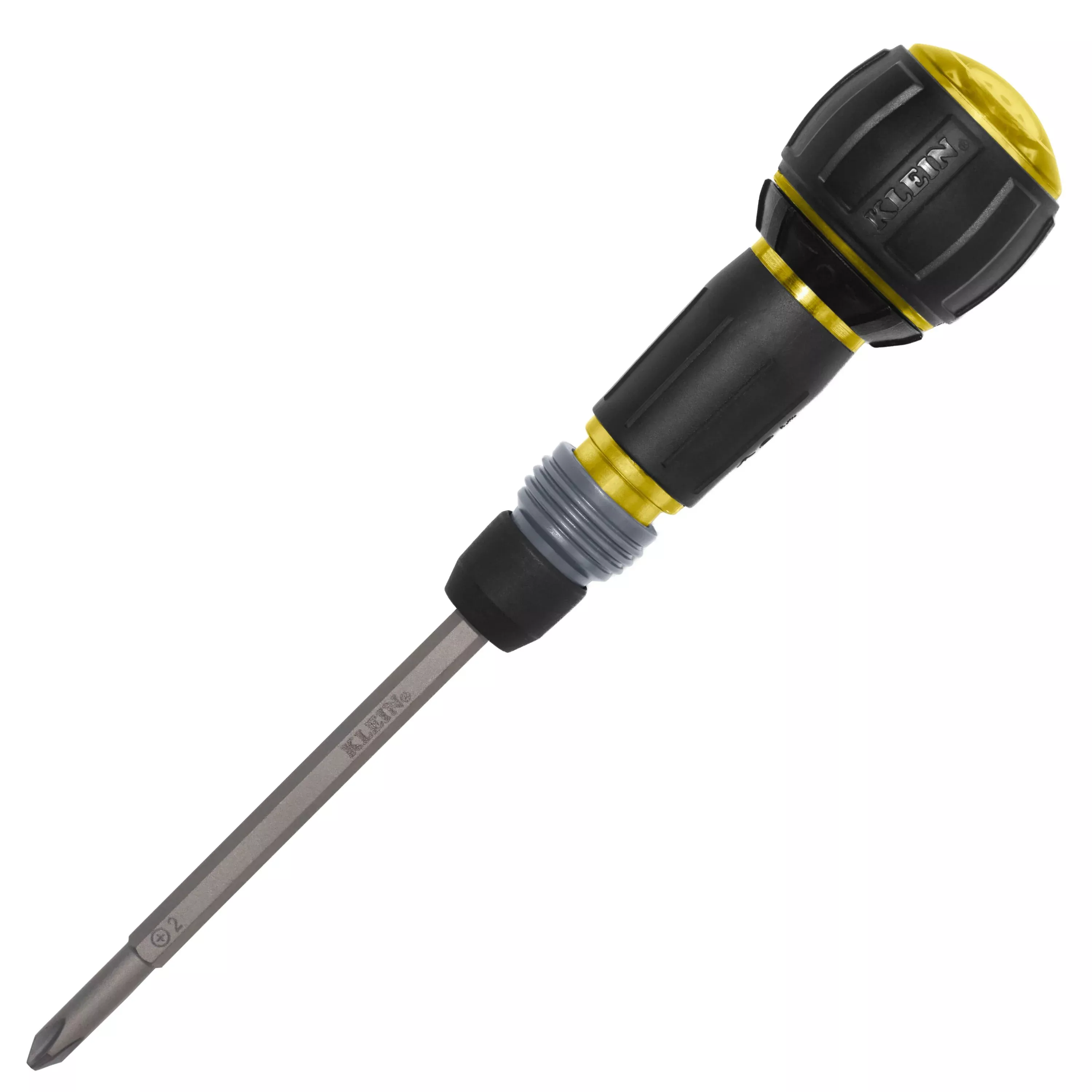 Klein Ratcheting Fastbit Tru-Grip Screwdriver, Phillips, Slotted Bits