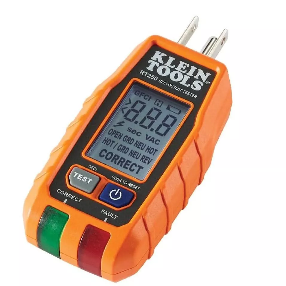 Klein RT250 GFCI Receptacle Tester with LCD